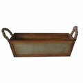 H2H Galvanized Front Tapered Wooden Storage Container with Side Rope Handle H22546557